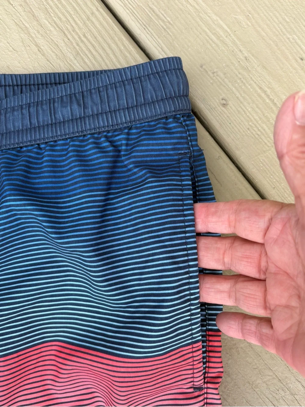 QUICKSILVER Blue, Pink & Yellow Ombre Stripe Board-shorts, Size: S